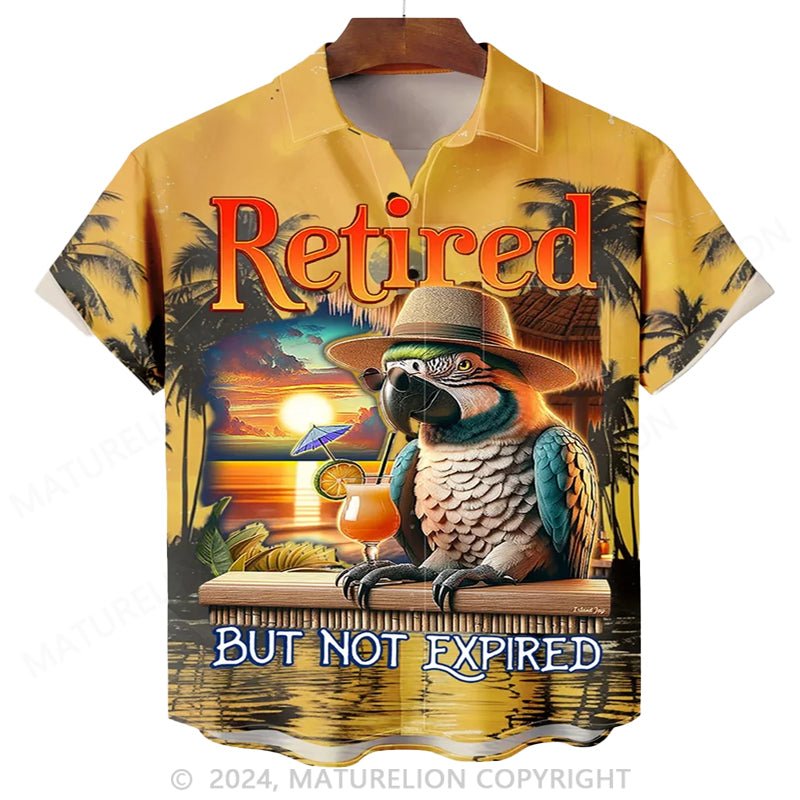 Maturelion Beach Sunset Men's Hawaiian Shirt Parrot Tropical Art Quick Dry Men's Pocket Camp Shirt Big Tall