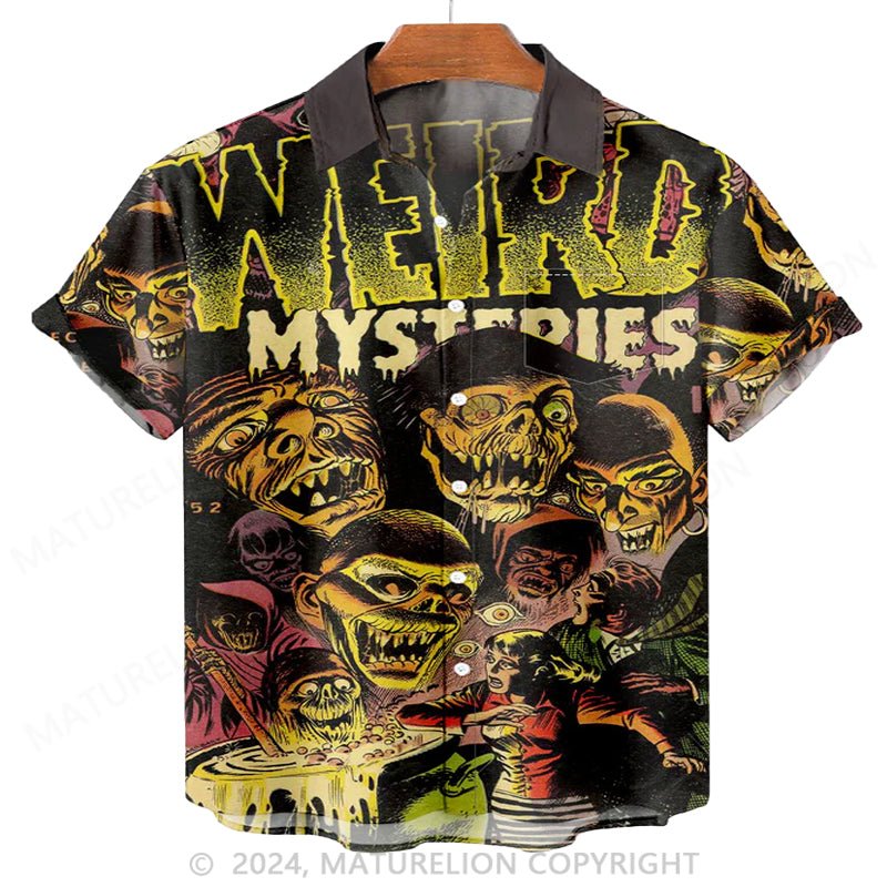 Maturelion Men'S Happy Halloween Monster Comic Printed Shirt