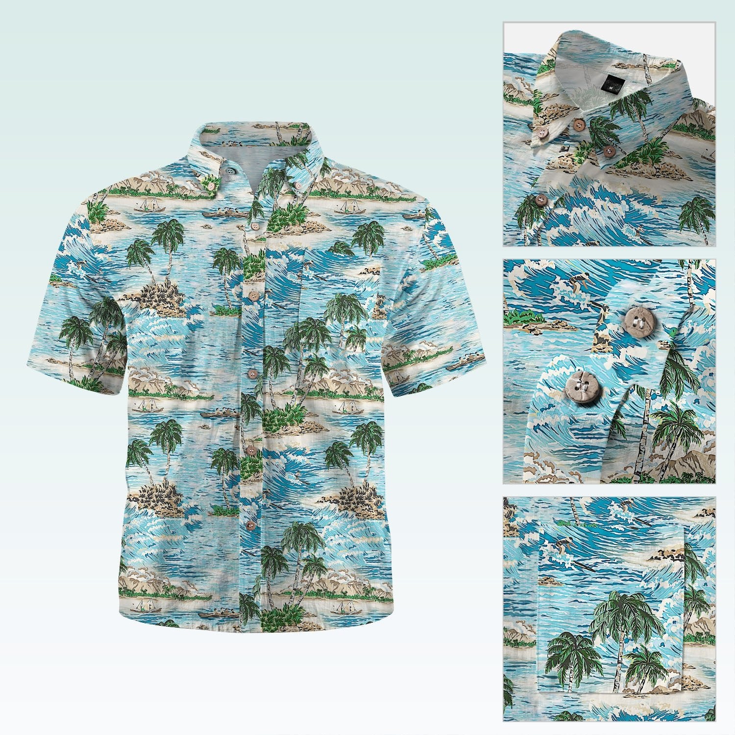 Maturelion Men's Hawaiian Shirt Spooner Tailored Camp Shirt