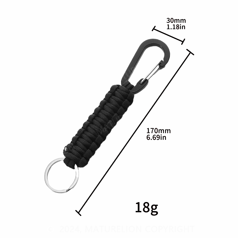 Maturelion 5Pcs Paracord Keychain Clip Carabiner Braided Lanyard for Keys Outdoor Camping Hiking Backpack