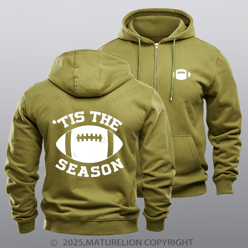 Maturelion Super Bowl Hoodie Tis The Season Zipper Hoodie