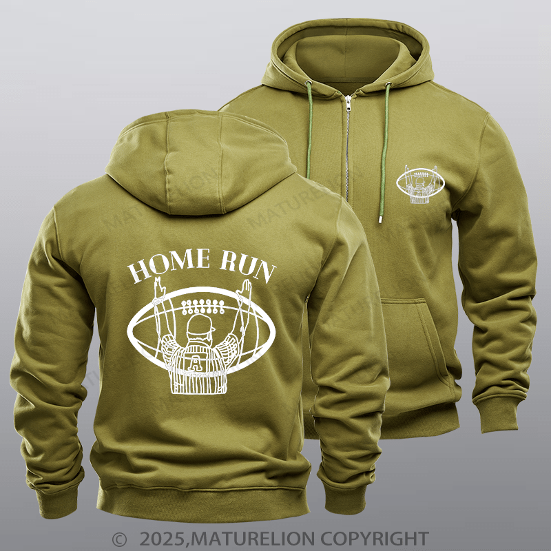 Maturelion Super Bowl Hoodie Super Bowl Funny Home Run Zipper Hoodie