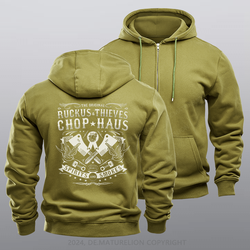 Maturelion Men's Hoodie Ruckus and Thieves Zipper Hoodie