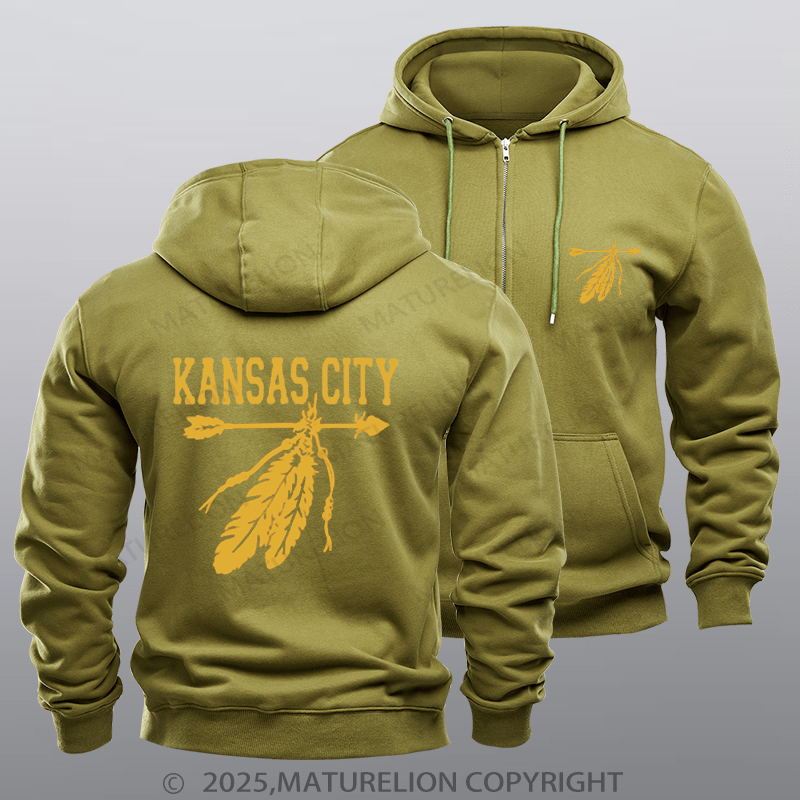 Maturelion Super Bowl Hoodie Vintage KC Missouri Retro Classic Zipper Hoodie