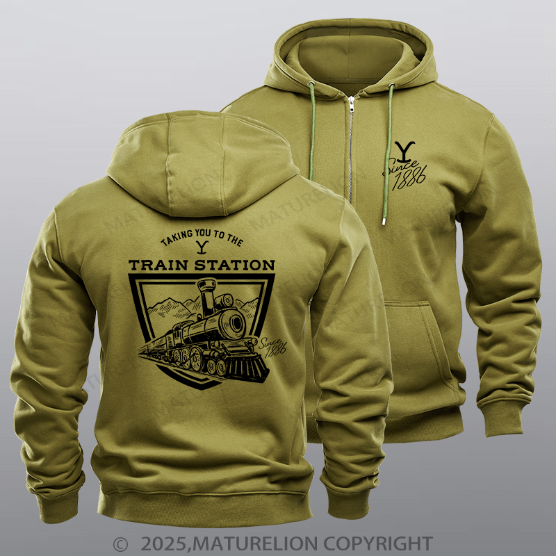 Maturelion Men's Hoodie Yellowstone Taking You to the Train Station Adult Hoodie