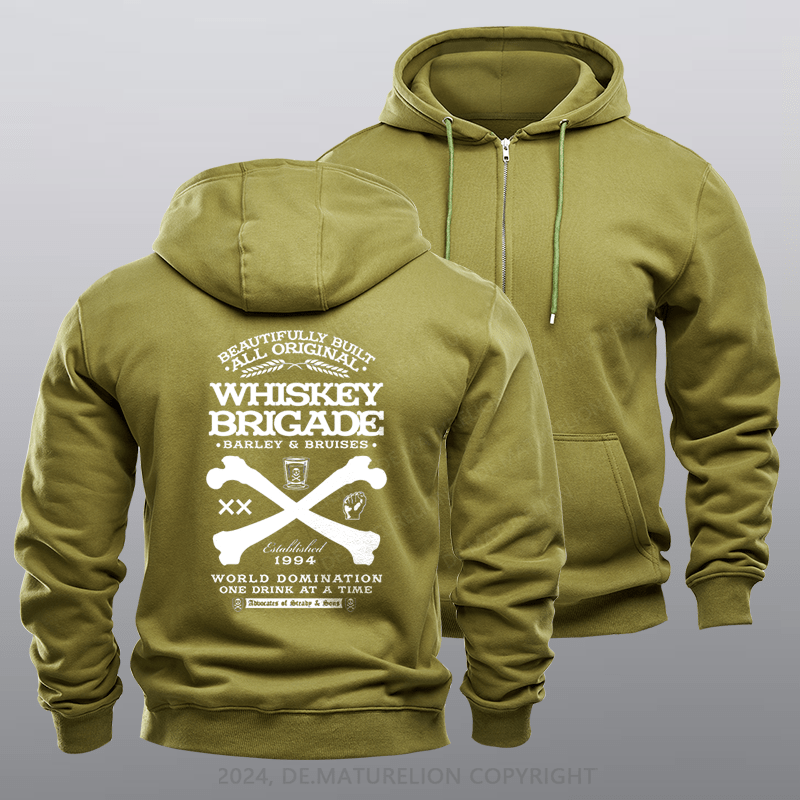 Maturelion Men's Hoodie Whiskey Brigade Zipper Hoodie