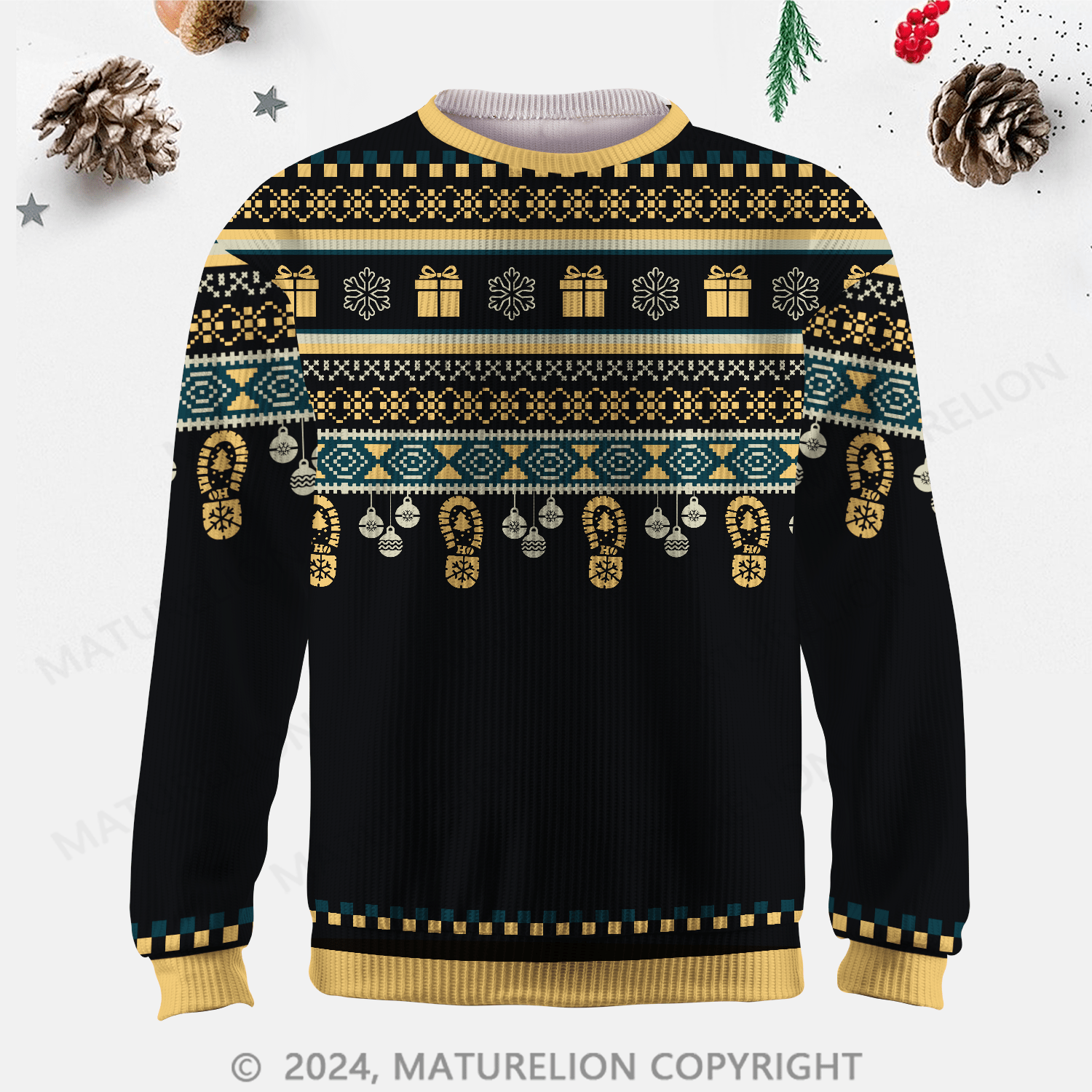 Maturelion Men's Sweater Autumn Color Block Fair Isle Sweater