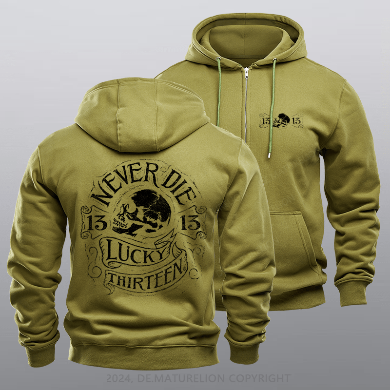 Maturelion Men's Hoodie Never Die Zipper Hoodie