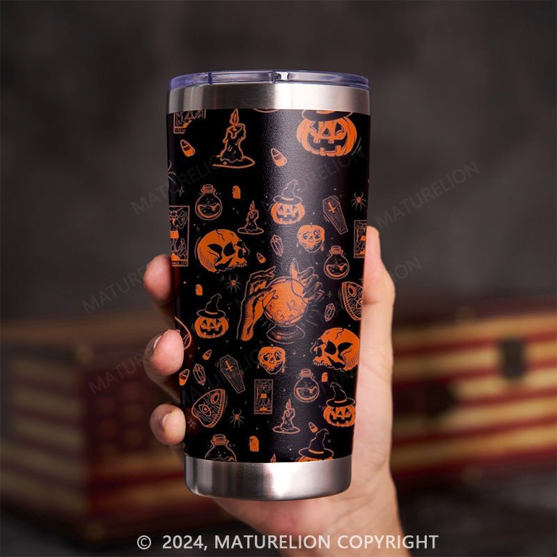 Maturelion Halloween Pumpkin and Ghost Tumbler 20oz Gifts Presents