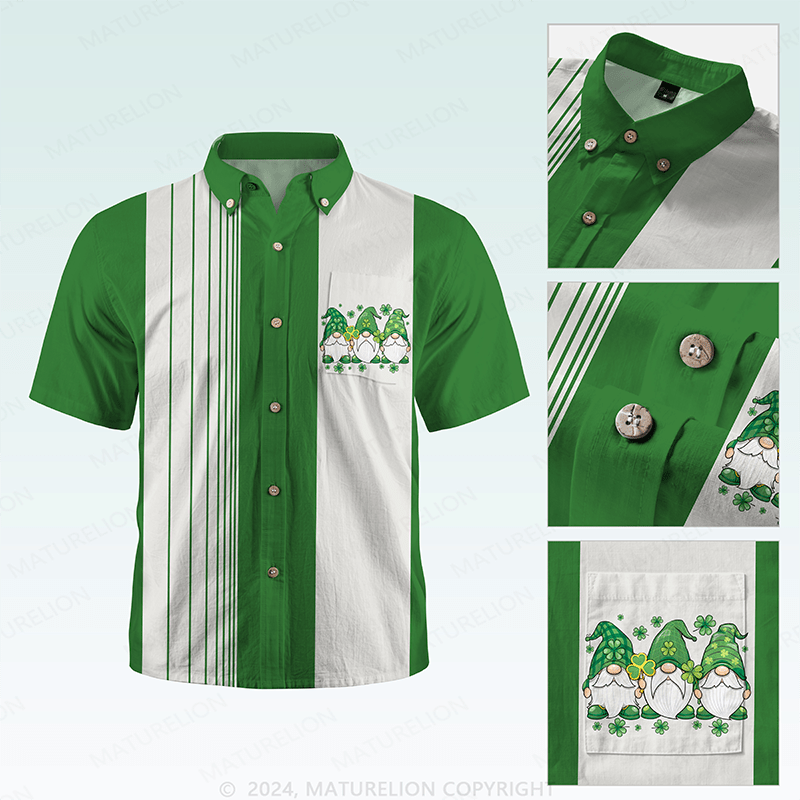 Maturelion St. Patrick's Hawaiian Shirt 1950s Inspired St. Paddy's Day Print Hawaiian Shirt