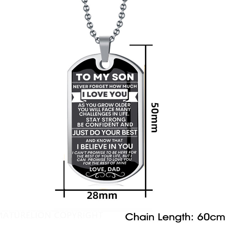 Maturelion To My Son Dog Tag Necklace Military Unique Gifts