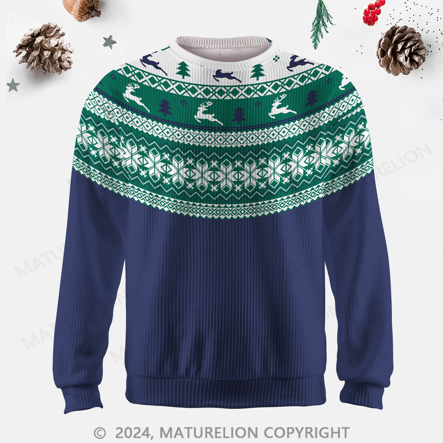 Maturelion Men's Sweater Warm Autumn Fair Isle Sweater