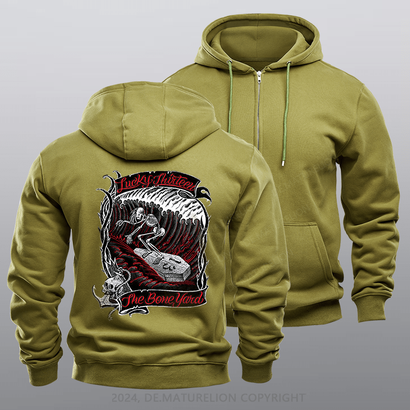 Maturelion Men's Hoodie Boneyard Zipper Hoodie