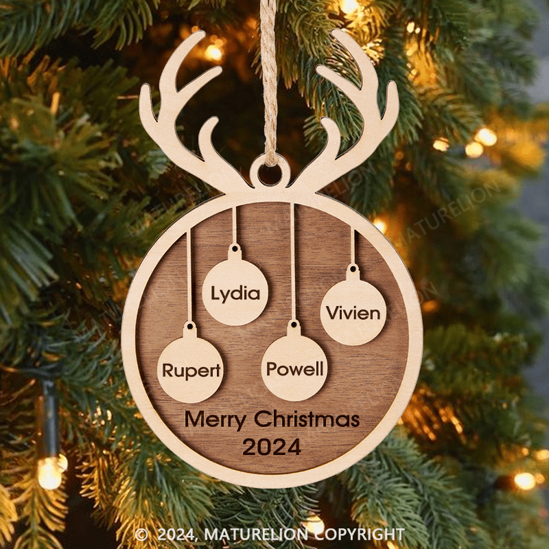 Maturelion 2024 Wooden Family Christmas Ornament|Custom Family Ornament