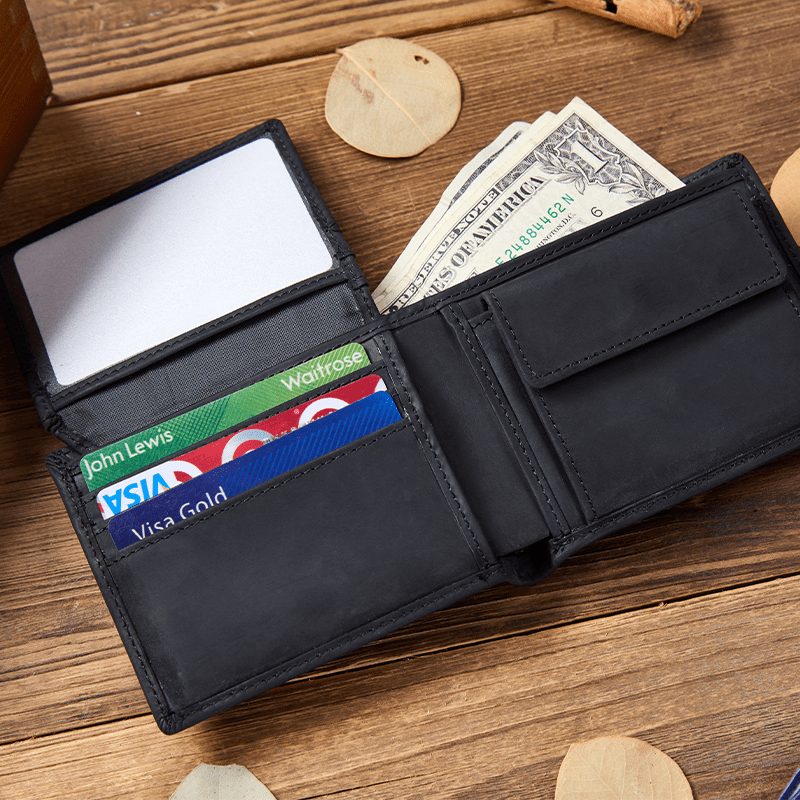 Maturelion Men's Customized Vintage Leather Folding Wallet