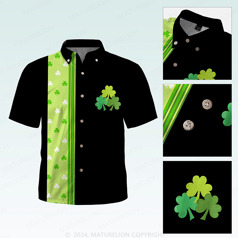 Maturelion St. Patrick's Hawaiian Shirt Old School Tropical Clover Vibes Hawaiian Shirt