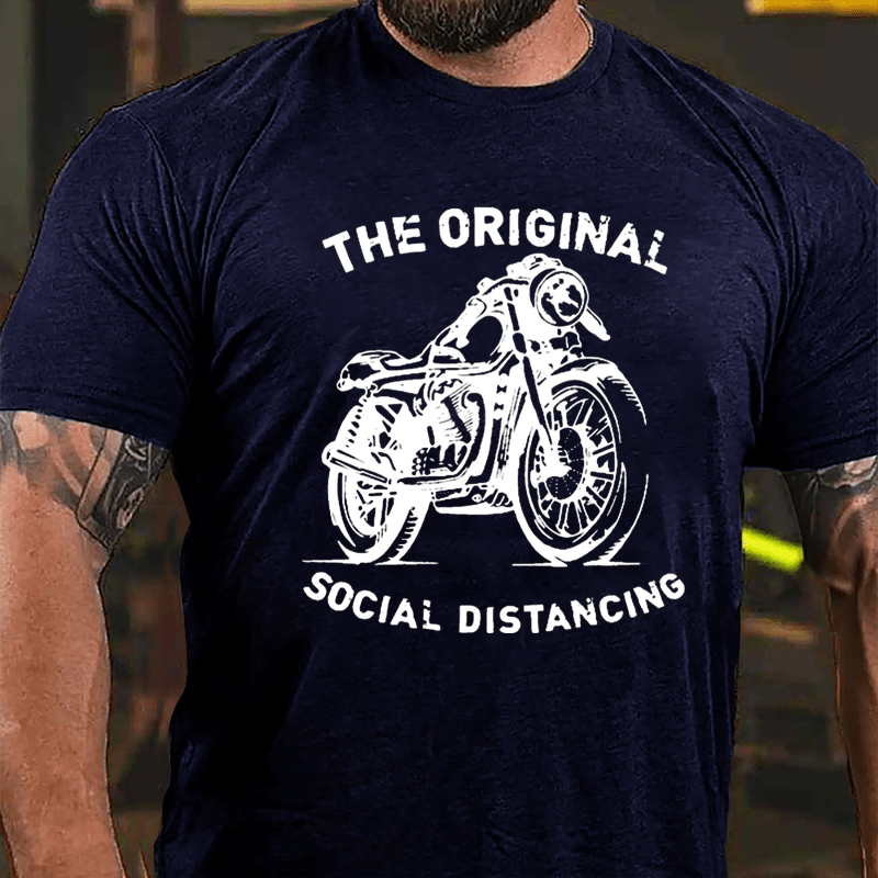 The Original Social Distancing Motorcycle Print Cotton T-shirt