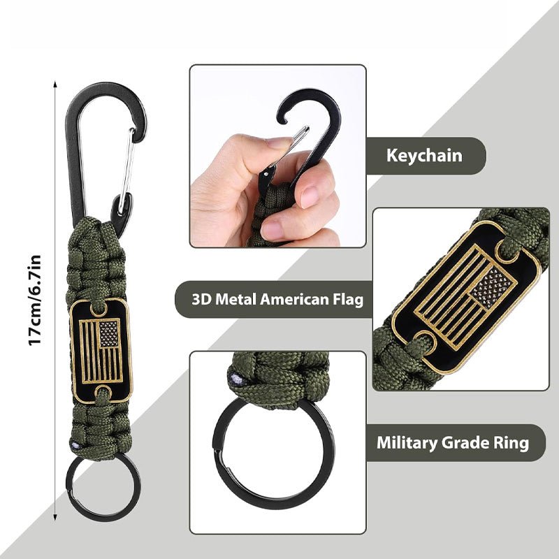 Maturelion Camouflage Heavy Duty Paracord Lanyards Keychains with USA Flag