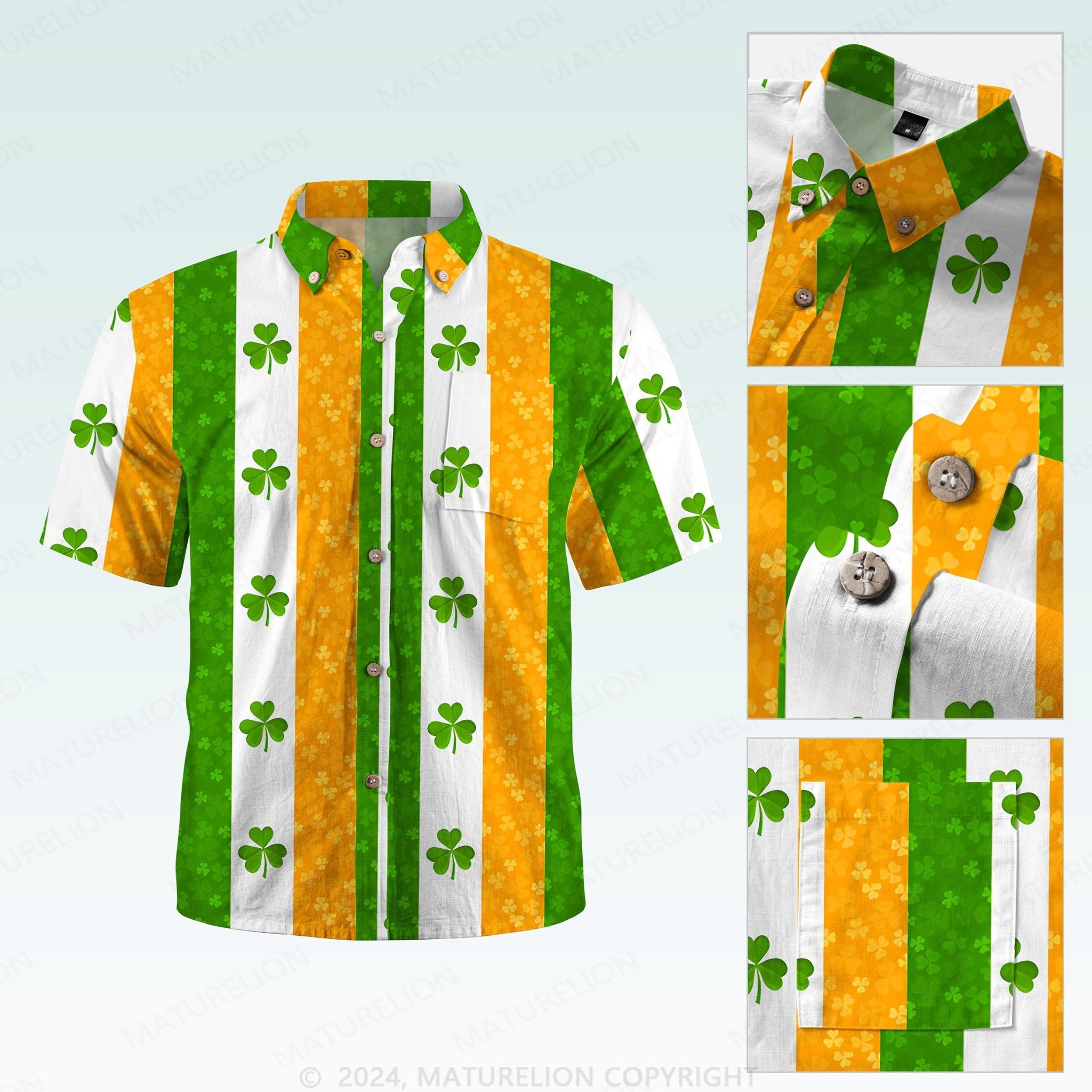 Maturelion St. Patrick's Hawaiian Shirt Tropical Irish Delight Hawaiian Shirt