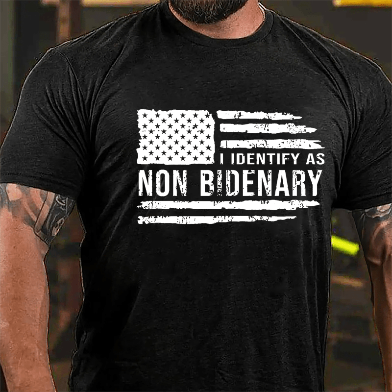 Men's I Identify As Non Bidenary Printed Cotton T-shirt