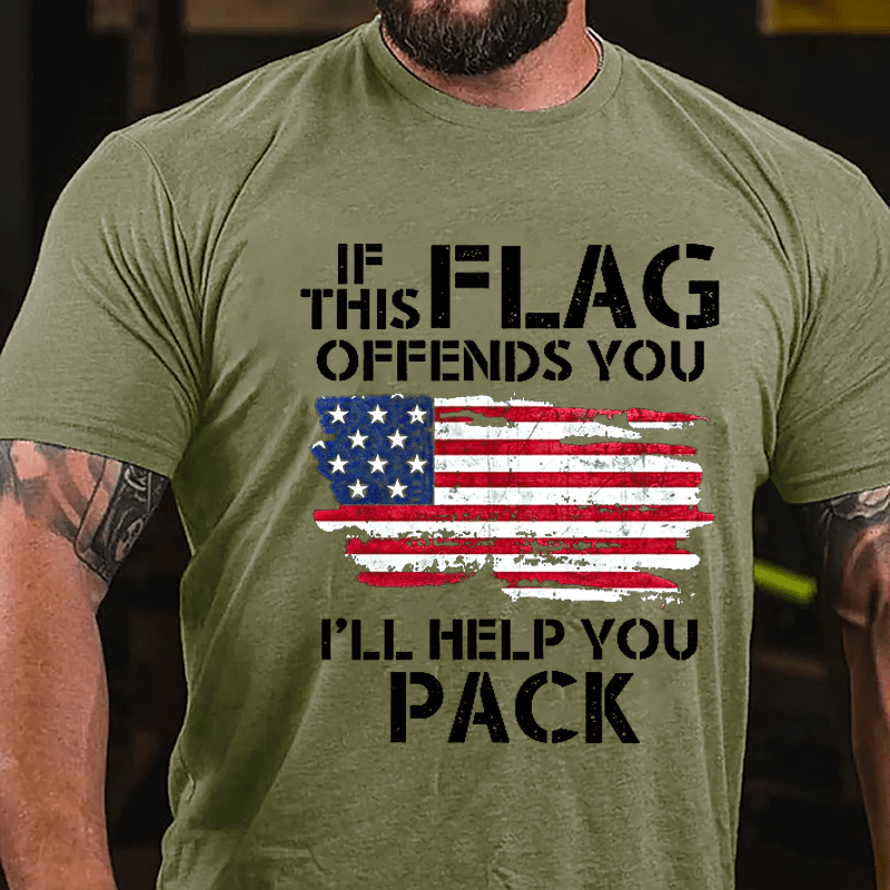 If This Flag Offends You I'll Help You Pack USA Flag Cotton T-shirt