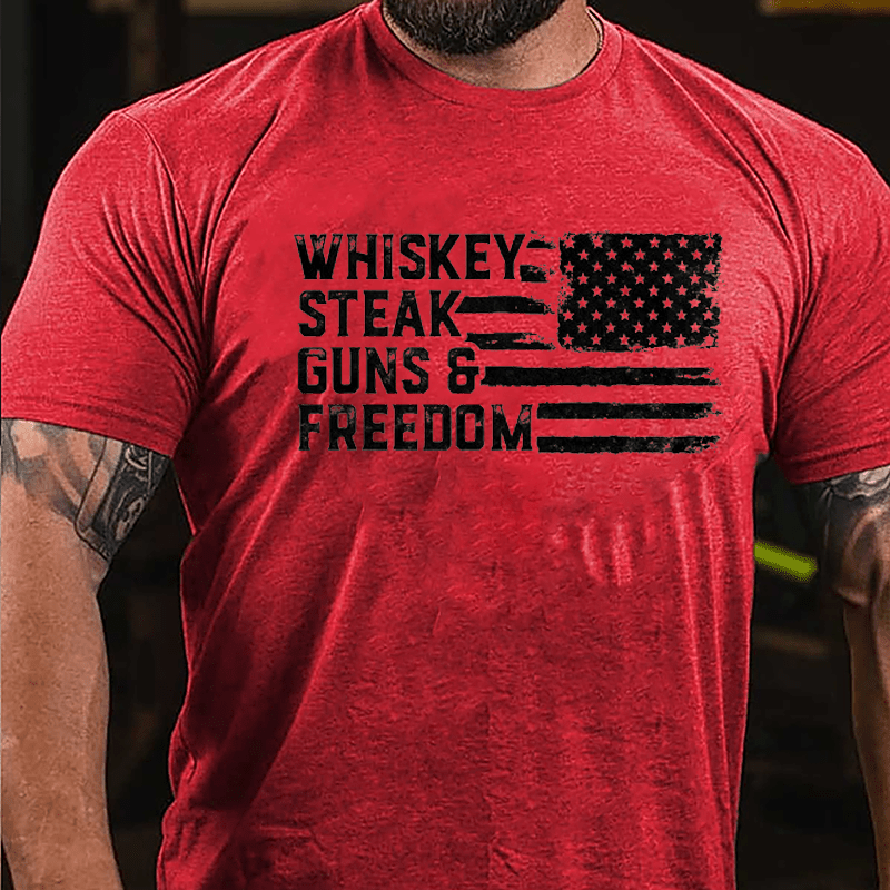 Whiskey Steak Guns & Freedom Cotton T-shirt