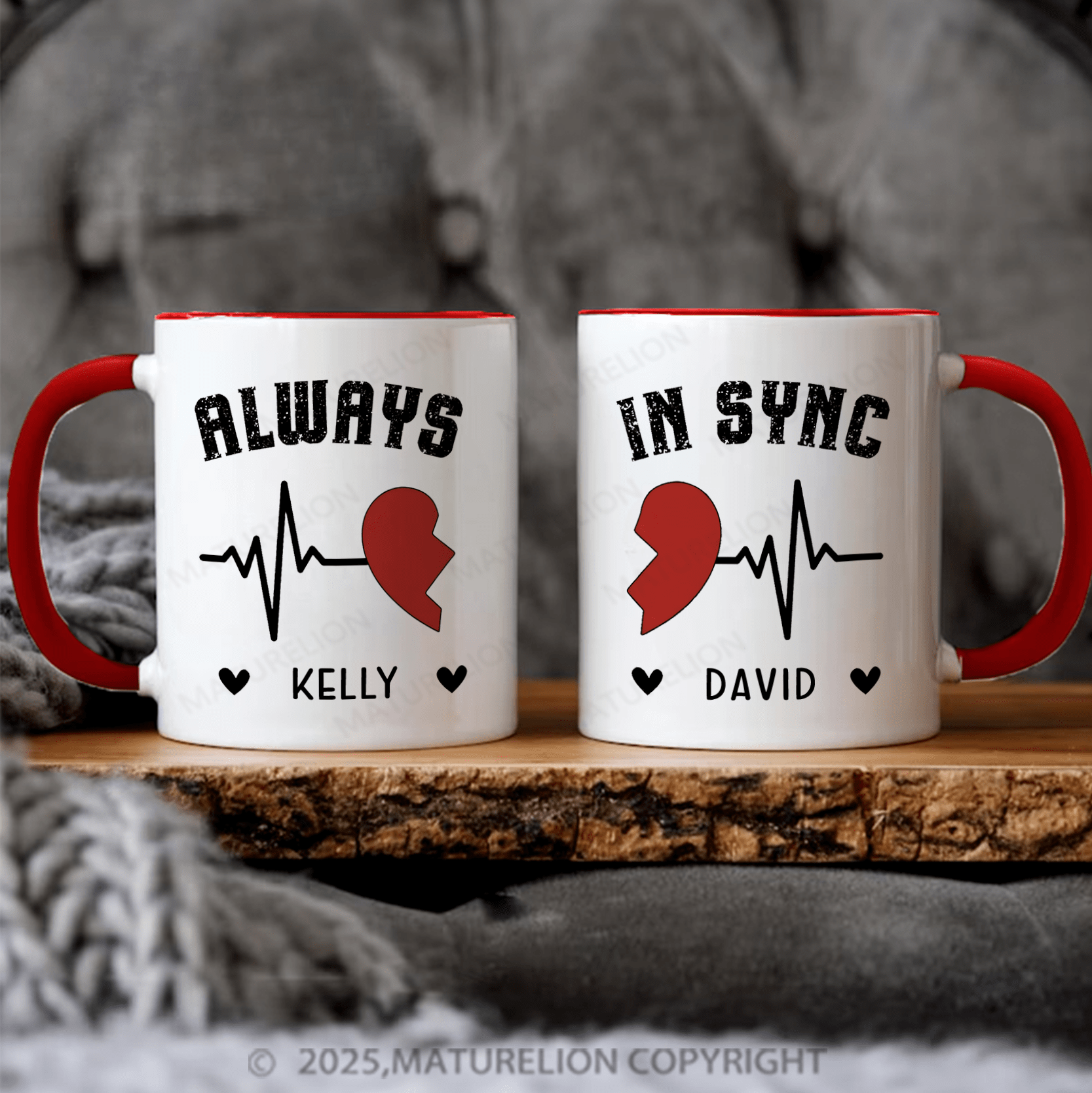 Maturelion Couple Mug Set Heartbeat Love Mug Set