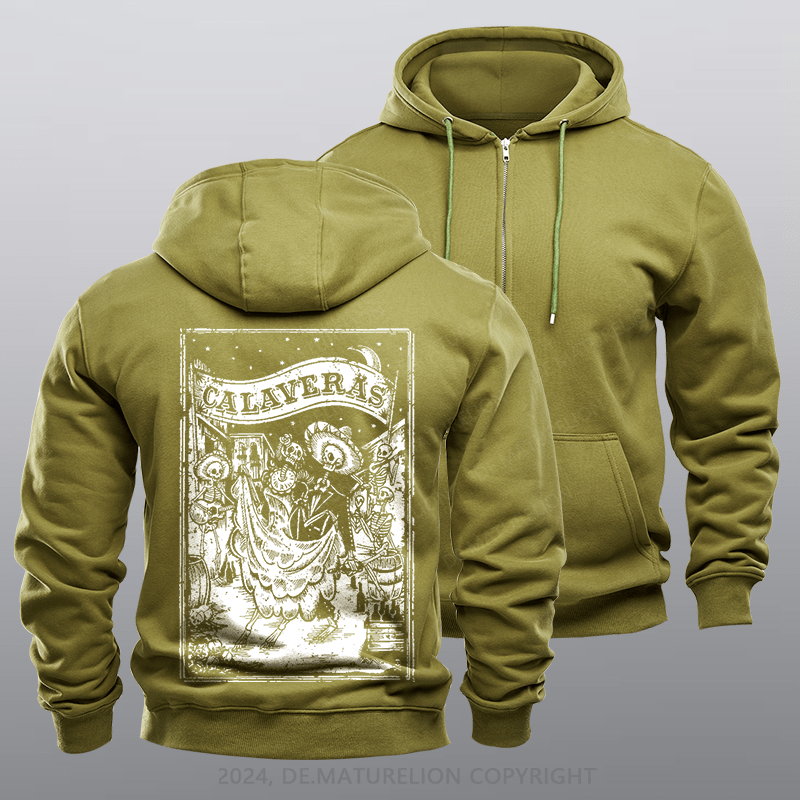 Maturelion Men's Hoodie Calaveras Zipper Hoodie