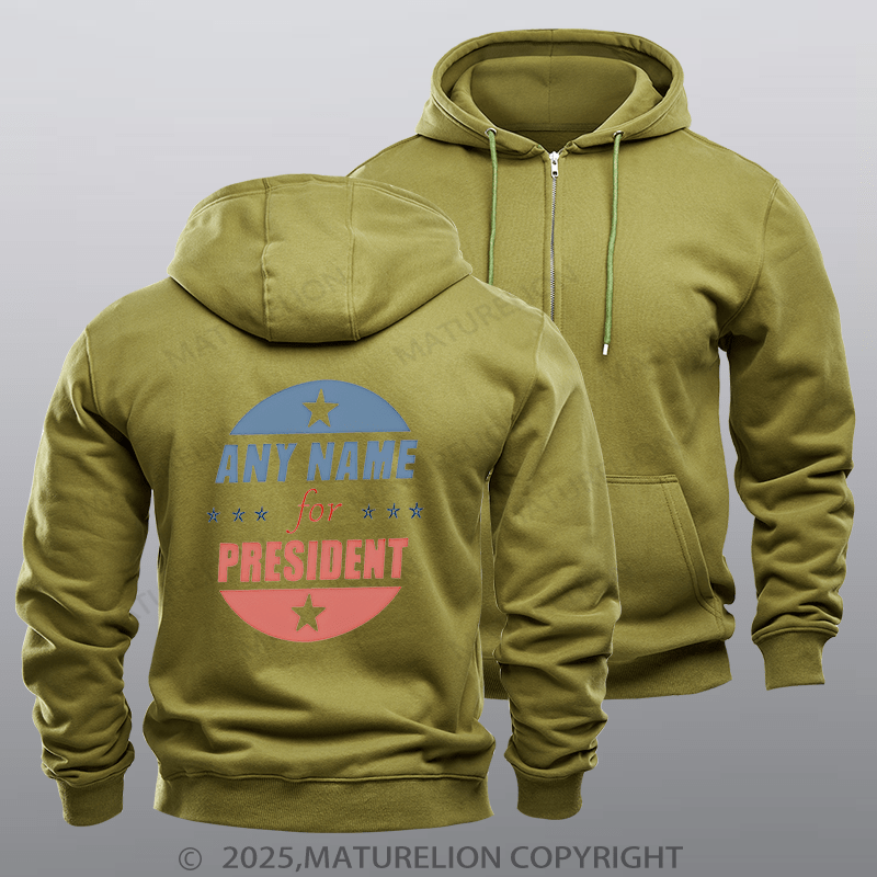 Maturelion  Men's Hoodie Personalized Name President Hoodie  Zipper Hoodie