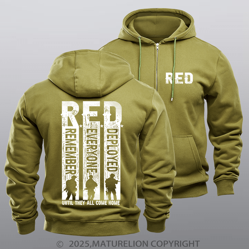 Maturelion Men's Hoodie Men's Hoodie Remember Everyone Deployed Zipper Hoodie