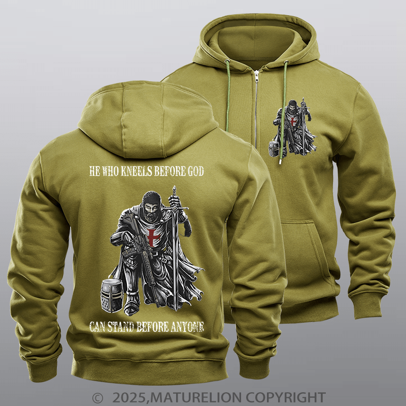 Maturelion Men's Hoodie He Who Kneels Before God Zipper Hoodie