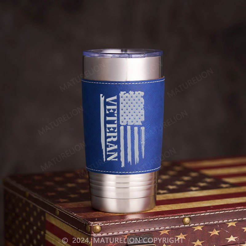 Maturelion Veteran Flag: Leatherette Tumbler