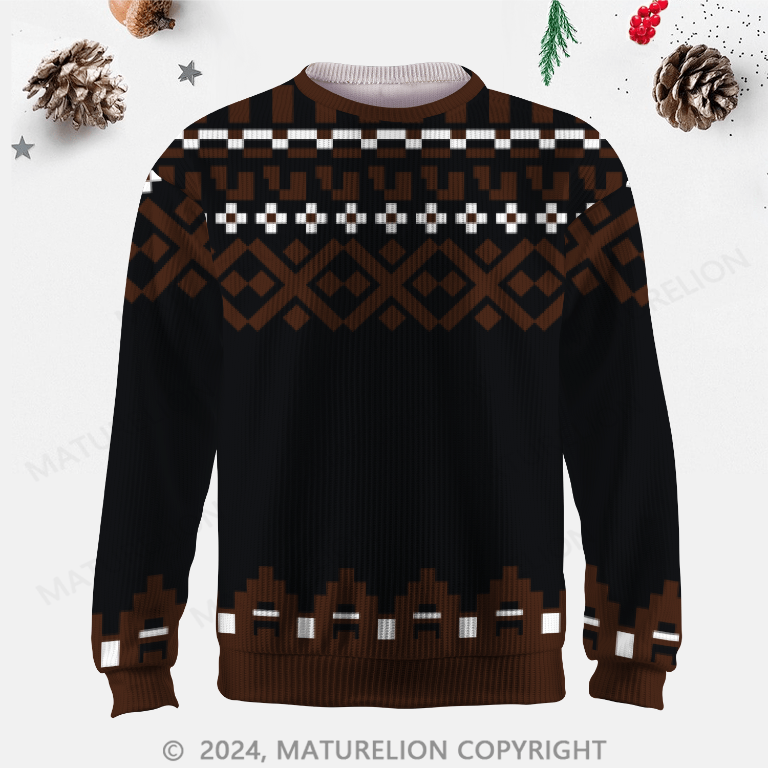 Maturelion Men's Sweater Heritage Knit Fair Isle Sweater