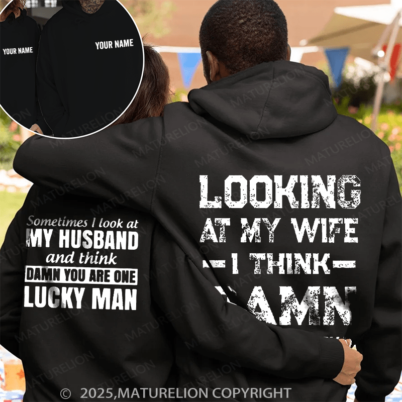 Maturelion Looking At My Wife &  Look At My Husband Couple Hoodie