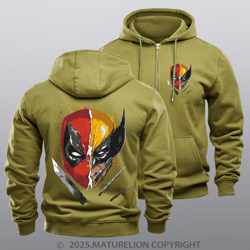 Maturelion Men's Hoodie Men's Hoodie Mercenary and Mutant Zipper Hoodie