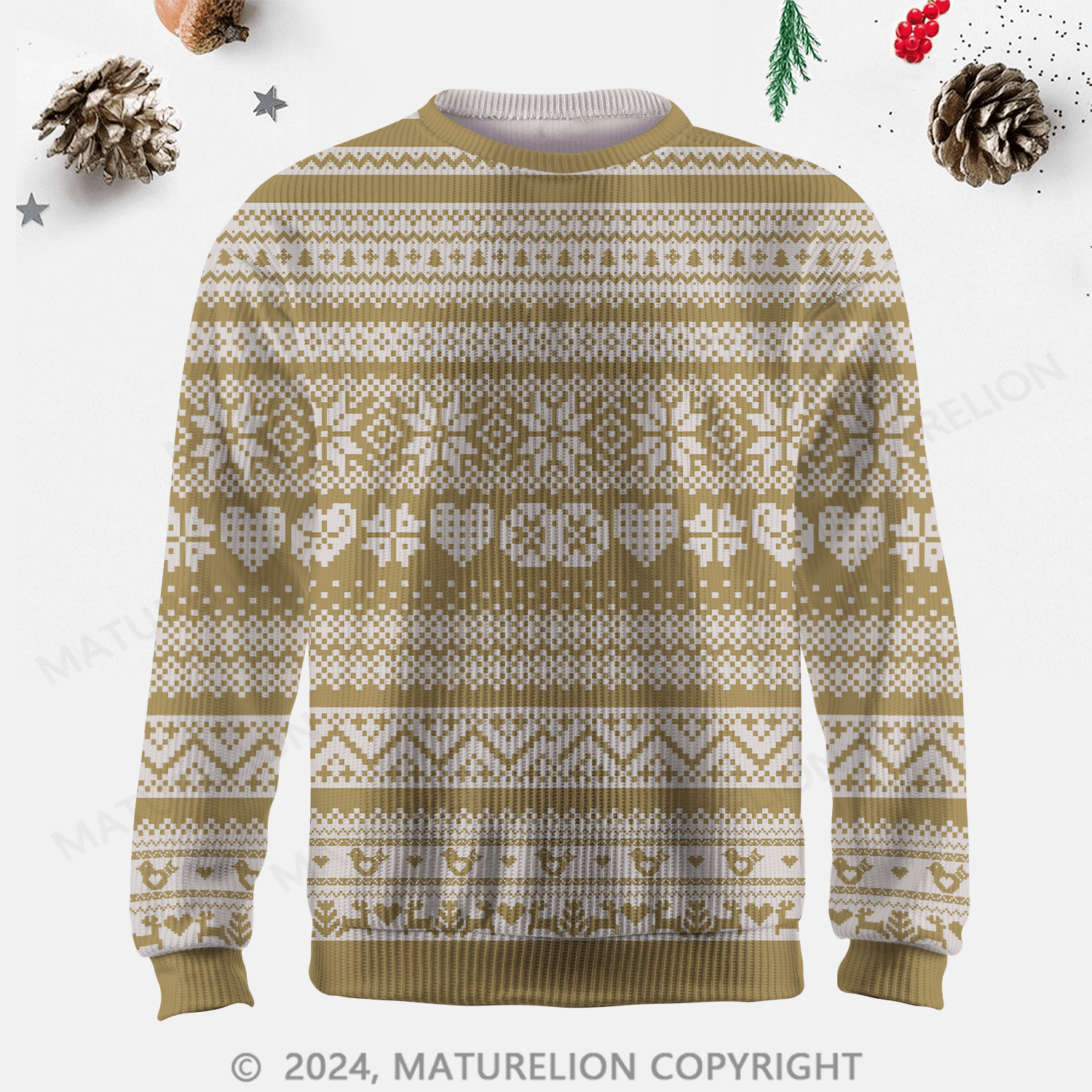 Maturelion Men's Sweater Elegant Winter Fair Isle Sweater