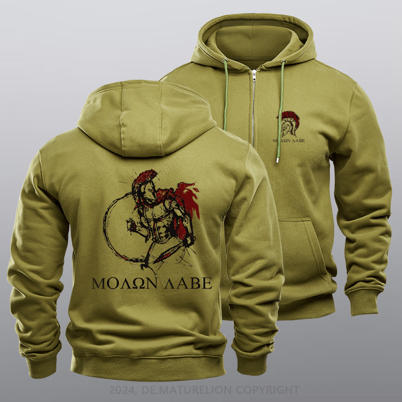 Maturelion Men's Hoodie Coyote Spartan Warrior Zipper Hoodie