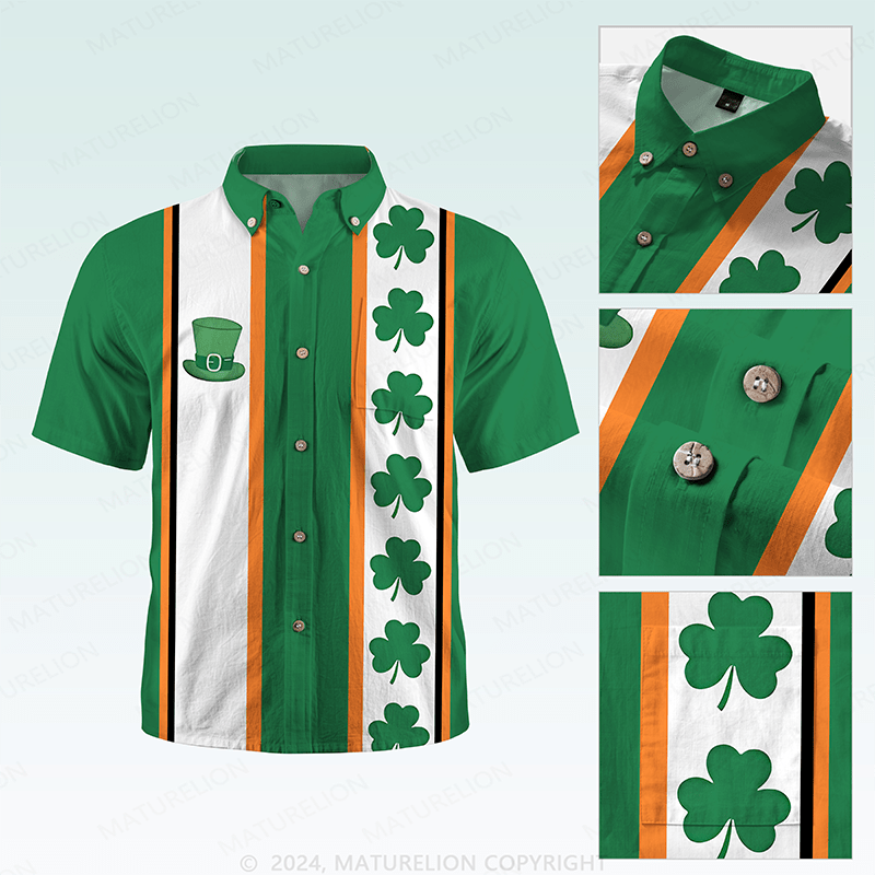 Maturelion St. Patrick's Hawaiian Shirt St. Patrick's Hawaiian Shirt Retro Luck of the Irish Design Hawaiian Shirt