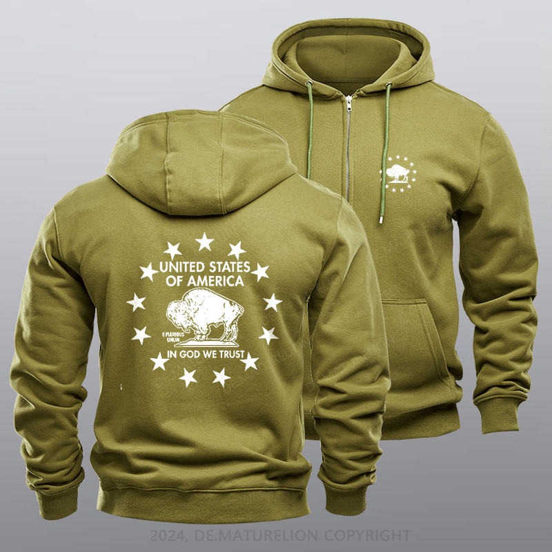 Maturelion Men's Hoodie God We Trust Zipper Hoodie