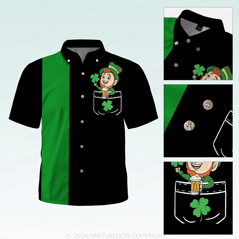 Maturelion St. Patrick's Hawaiian Shirt Retro Clover Escape Hawaiian Shirt