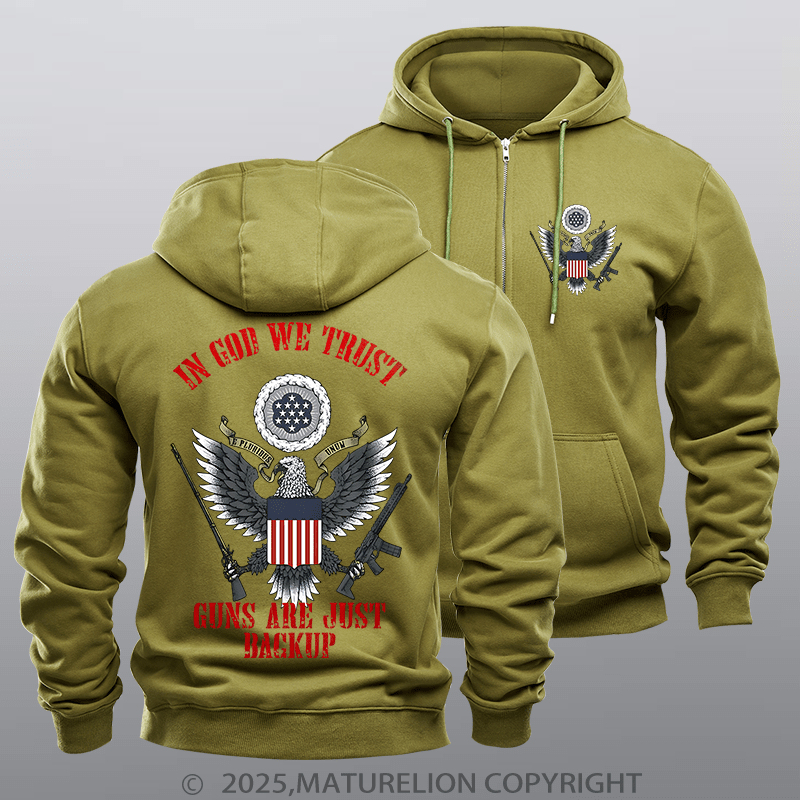 Maturelion Men's Hoodie In God We Trust Zipper Hoodie