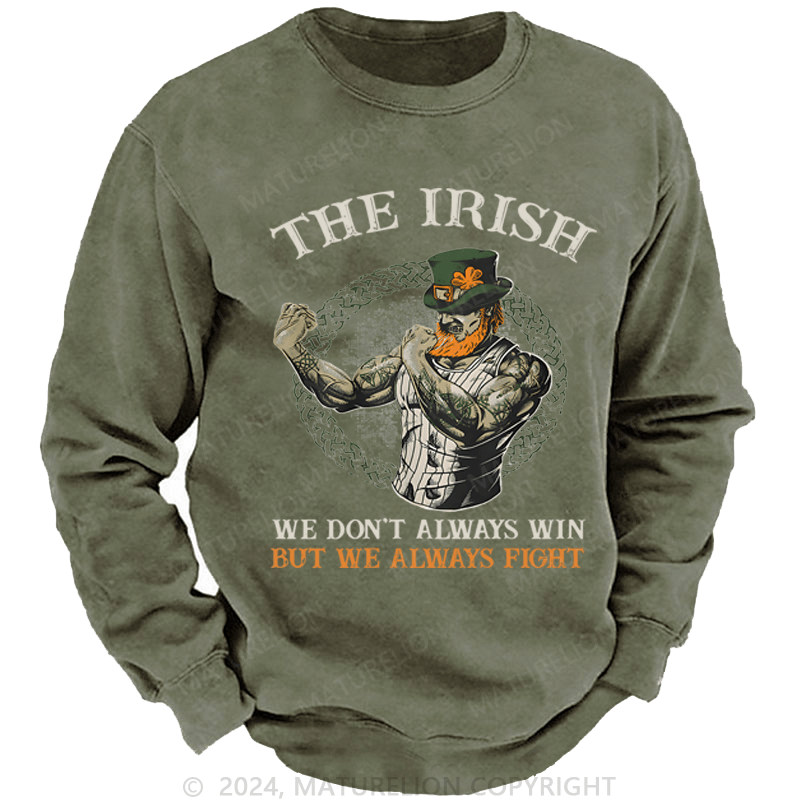 Maturelion St Patrick's Sweatshirt  Fighting Irish Washed Sweatshirt