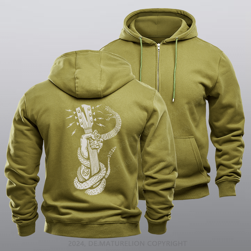 Maturelion Men's Hoodie Chet Rock Fist and Snake Zipper Hoodie