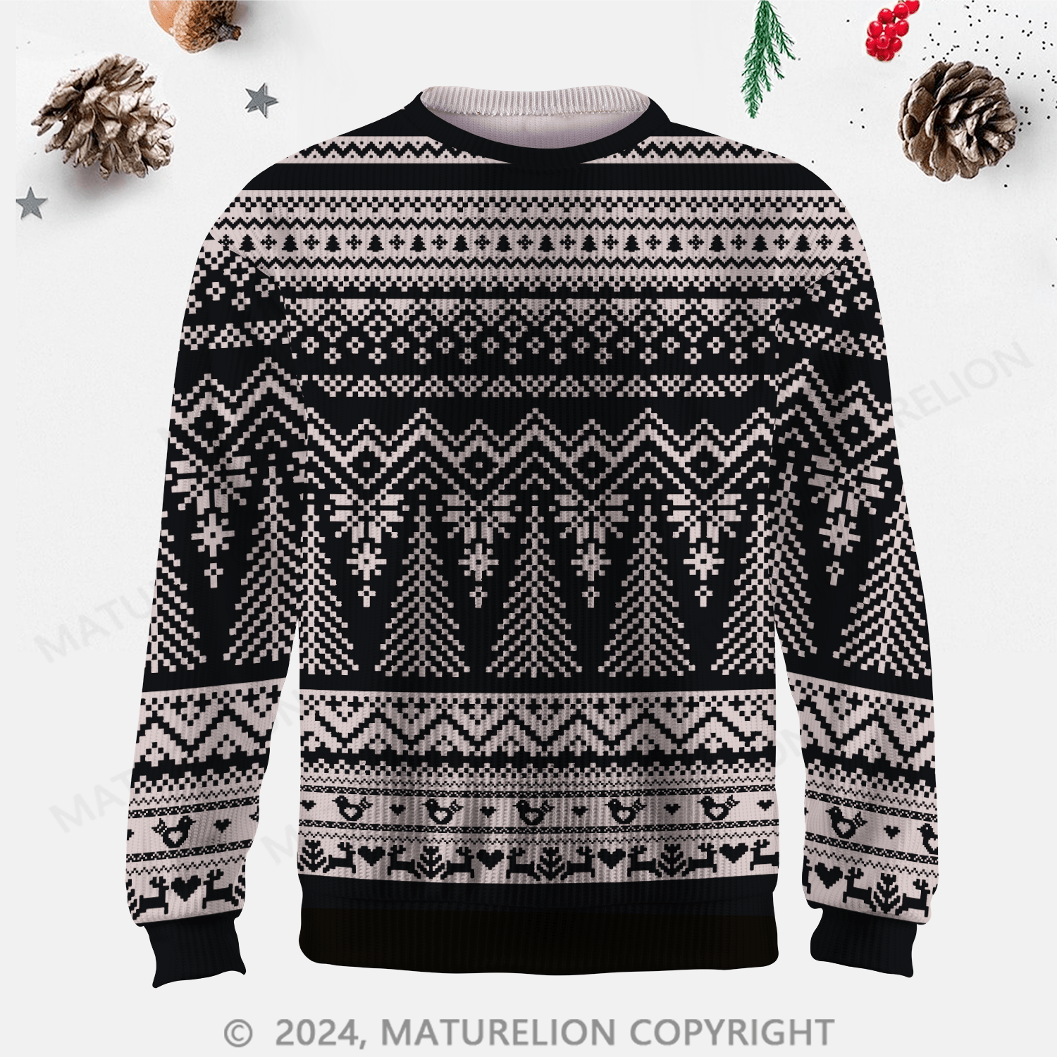 Maturelion Men's Sweater Cozy Knit Fair Isle Sweater