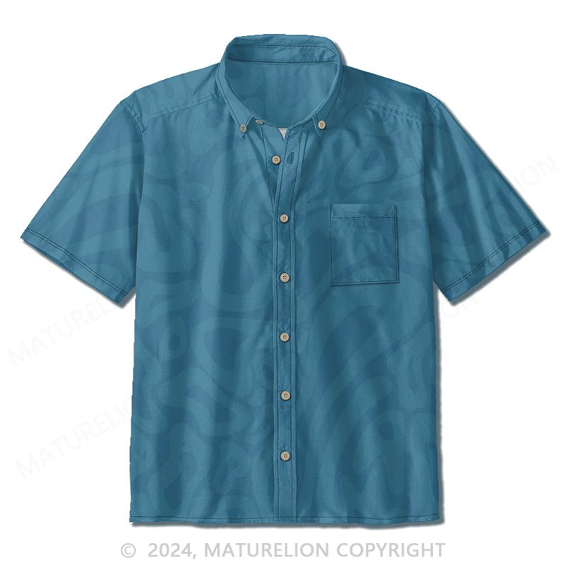 Maturelion Blue Seersucker Short Sleeve Shirt