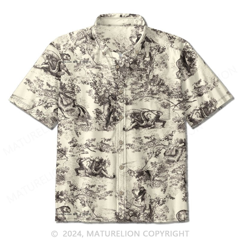 Maturelion Tree Print Button-Down Shirt