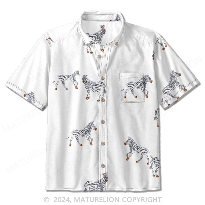 Maturelion Men's Hawaiian Zebras Print Shirt