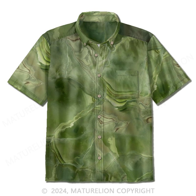 Maturelion 70’s Green Forrest Disco Print Shirt