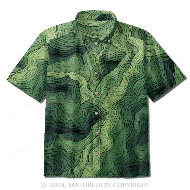 Maturelion Men Shirts Hawaiian Short Sleeve Abstract Button Down Shirt