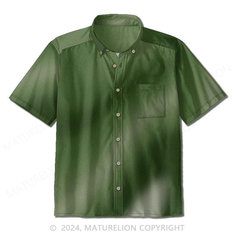 Maturelion Men's Forest Green Short Sleeve Dress Shirt